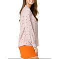 thumbnail image 4 of MODA NOVA Junior's Heart Polka Dots Button Notched Lapel V Neck Shirt  Pink S, 4 of 6
