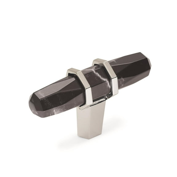 Amerock Bp36647 Carrione 9/16" Bar Cabinet Knob - Marble Black / Polished Nickel