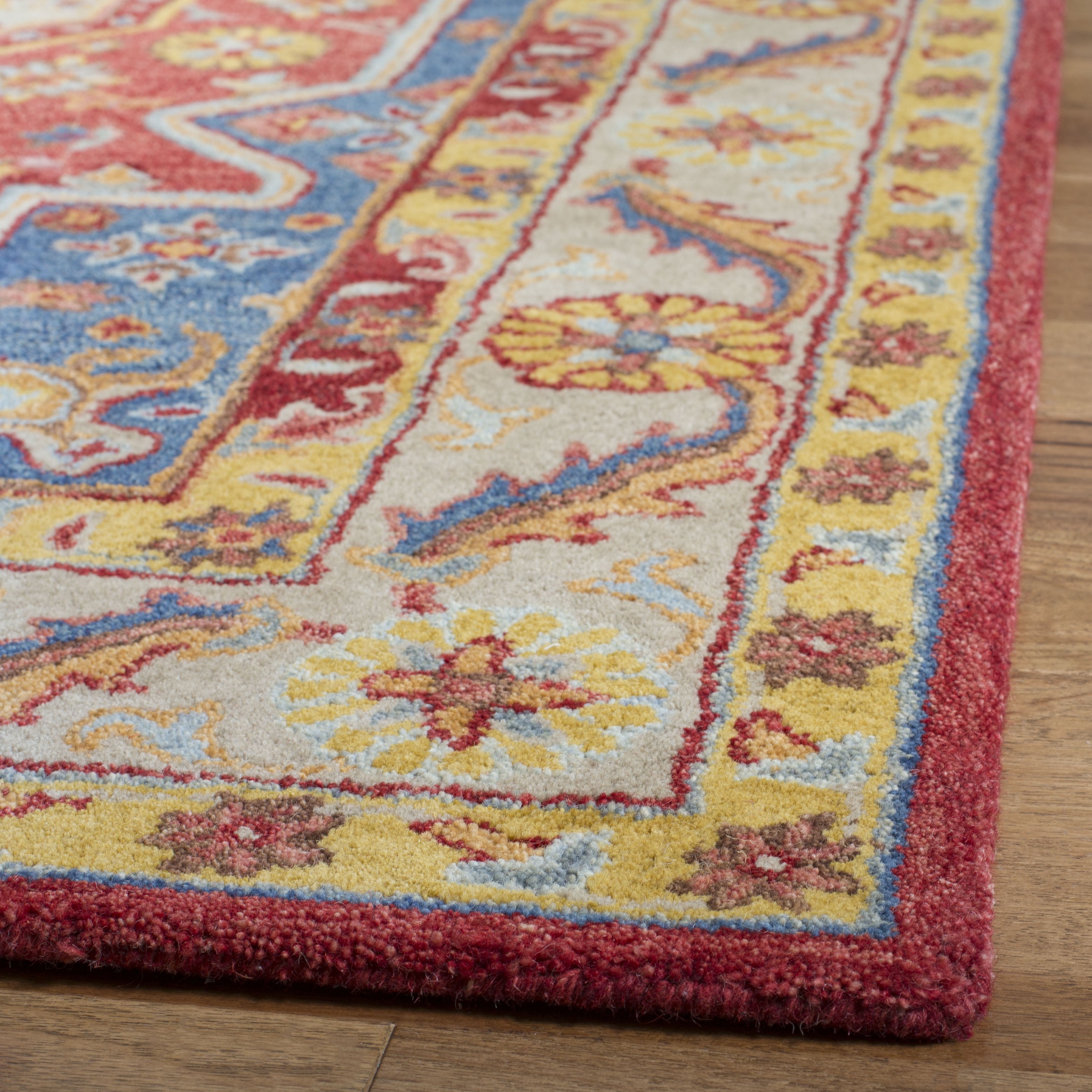 SAFAVIEH Antiquity Steve Traditional Wool Area Rug, Red/Blue, 4' x 6'