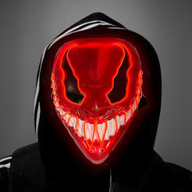 Máscara de demonio con luz LED, máscara brillante, banda ajustable, máscaras Cyberpunk para Cosplay