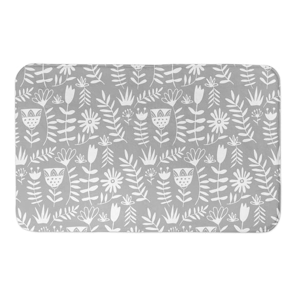 Creative Products Mod Gray Florals 21 x 34 Bath Mat