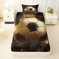 thumbnail image 3 of Castle Fairy Luxury Golden Soccer Ball Twin Sheets 3pcs, Crown Sparkle Design Bedding, Gold Black,1 Fitted Sheet, 1 Flat Sheet and 1 Pillowcase, 3 of 6