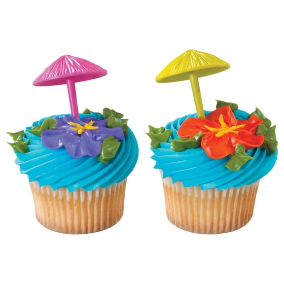 CakeDrake Cake Picks 3D Umbrella Tropical Theme 12 Count