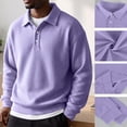 thumbnail image 3 of Dwellite Mens Casual Waffle Polo Shirts Button Collared Shirts Long Sleeve Sweater Fall Winter Solid Color Clothes Light Purple M, 3 of 10