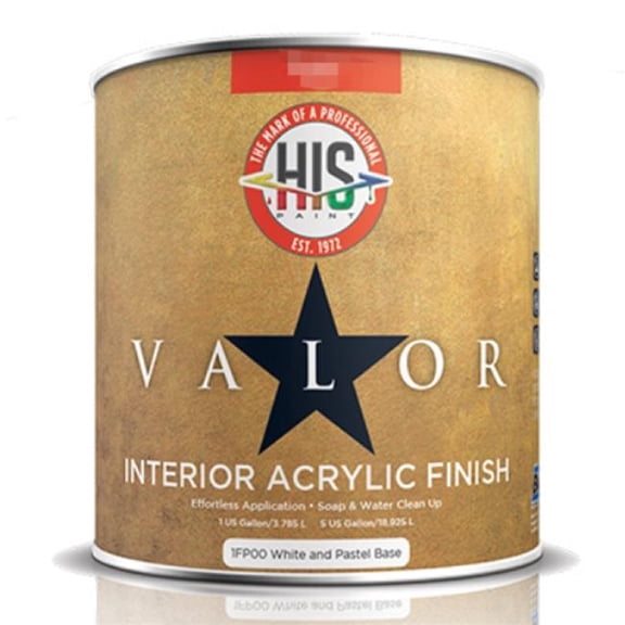 HIS Paint Manufacturing 1LM00-QT 1 qt. Valor Low-Lustre Interior Midtone Base Acrylic Finish Paint