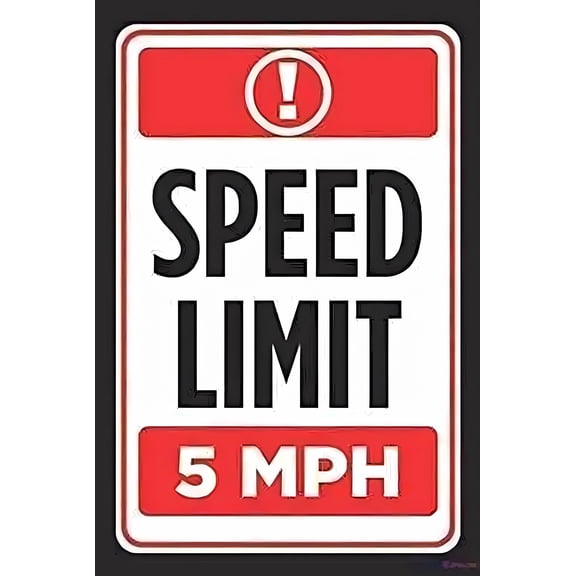 New Warning Speed Limit 5 Mph Red Black White Print - 8"x12" Metal Poster, Road Rules Decor for Home Bar Kitchen Coffee Man Cave Garage