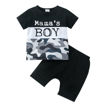 

Baozhu 2-6Y Mama s Boys T-shirt Shorts 2PCS Toddler Little Kids Summer Outfits