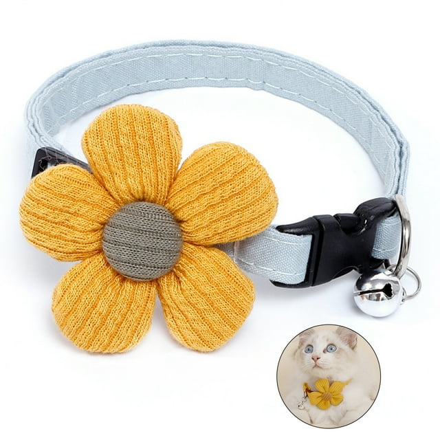 Collier Fleur pour Chat Mignon Ajustable Petit Collier pour Chien Collier pour Chaton avec Clochette