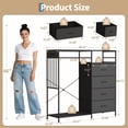 thumbnail image 7 of 2in1  6 Drawers Dresser Closet for Bedroom with Hanging Rack, LED Lights & Charging Station, Wooden Top Storage Chest of Drawers with Charging Station   Grid Panel, 7 of 7