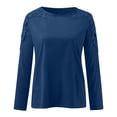 thumbnail image 4 of TAIAOJING T Shirts Long Sleeve Crewneck Tees For Women Crewneck Solid Color Hollow Stitching T Shirt Features:, 4 of 5