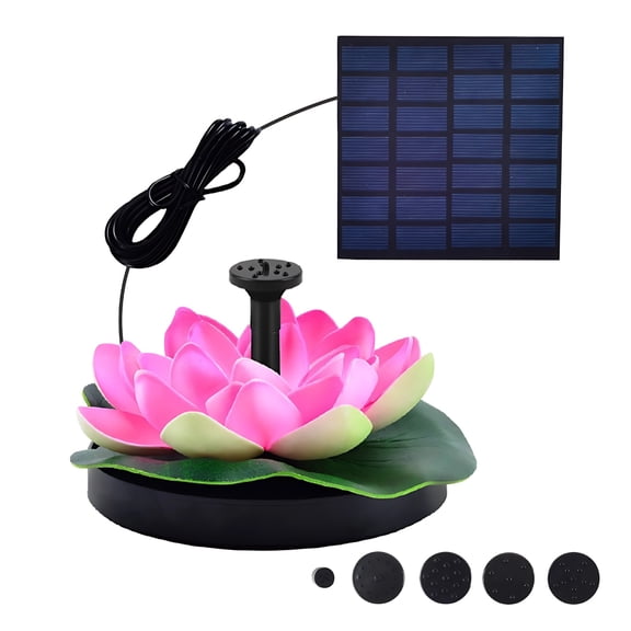 Solar Water Fountain Outdoor Garden, Solar Birdbath Fountain with Lotus Design, Solar Powered Fountain with Five Nozzles, Ideal for Birdbaths and Fish Tanks