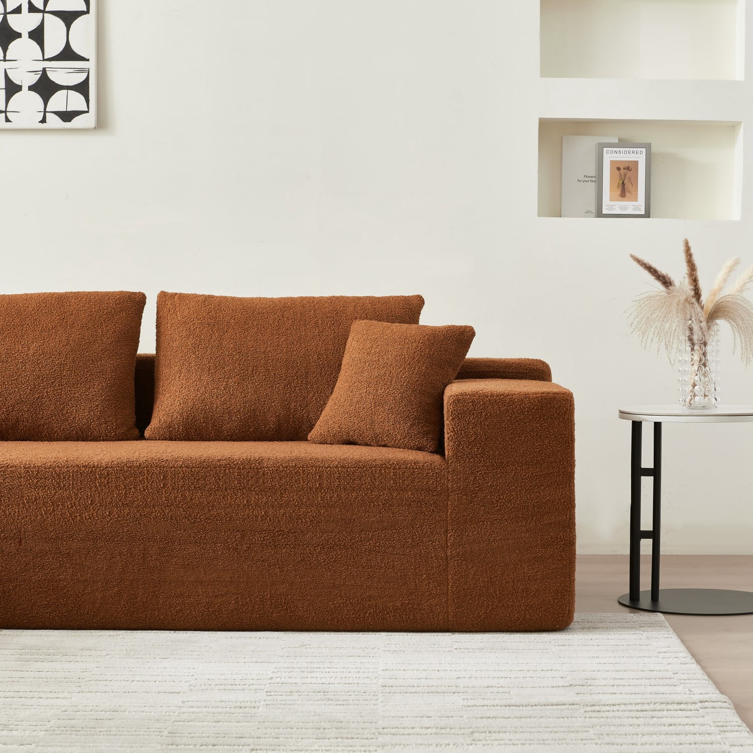 Gewnee Modern Lamb Modular High Density Sponge L Shaped Modern Sectional Sofa Couch with Chaise Lounge & Pillows, Upholstered Corner Cloud Couch for Living Room,