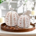 thumbnail image 4 of Ayieyill 2pcs Resin Pumpkin Figurines with Leaf Pattern Fall Decor Autumn Decor Thanksgiving Decorations for Home, 4 of 7