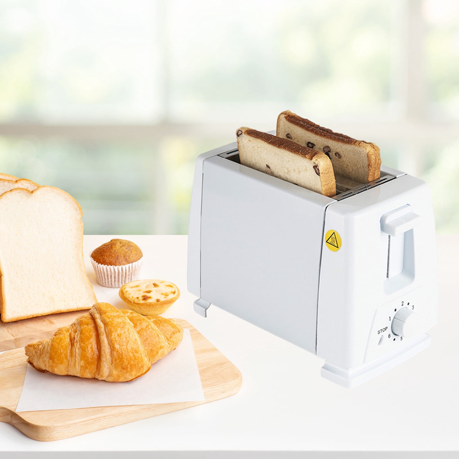 Ikohbadg Automatic Mechanical Push Button Sandwich Maker Toaster Oven, Rechargeable 2 Slot Bread Toaster with Custom Crisp Settings for Quick Breakfasts