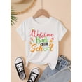 thumbnail image 1 of Welcome Back to School" Girls' T-Shirt - Cute Cartoon Print, Short Sleeve, Round Neck - Soft Cotton Blend Casual Summer Top, 1 of 6
