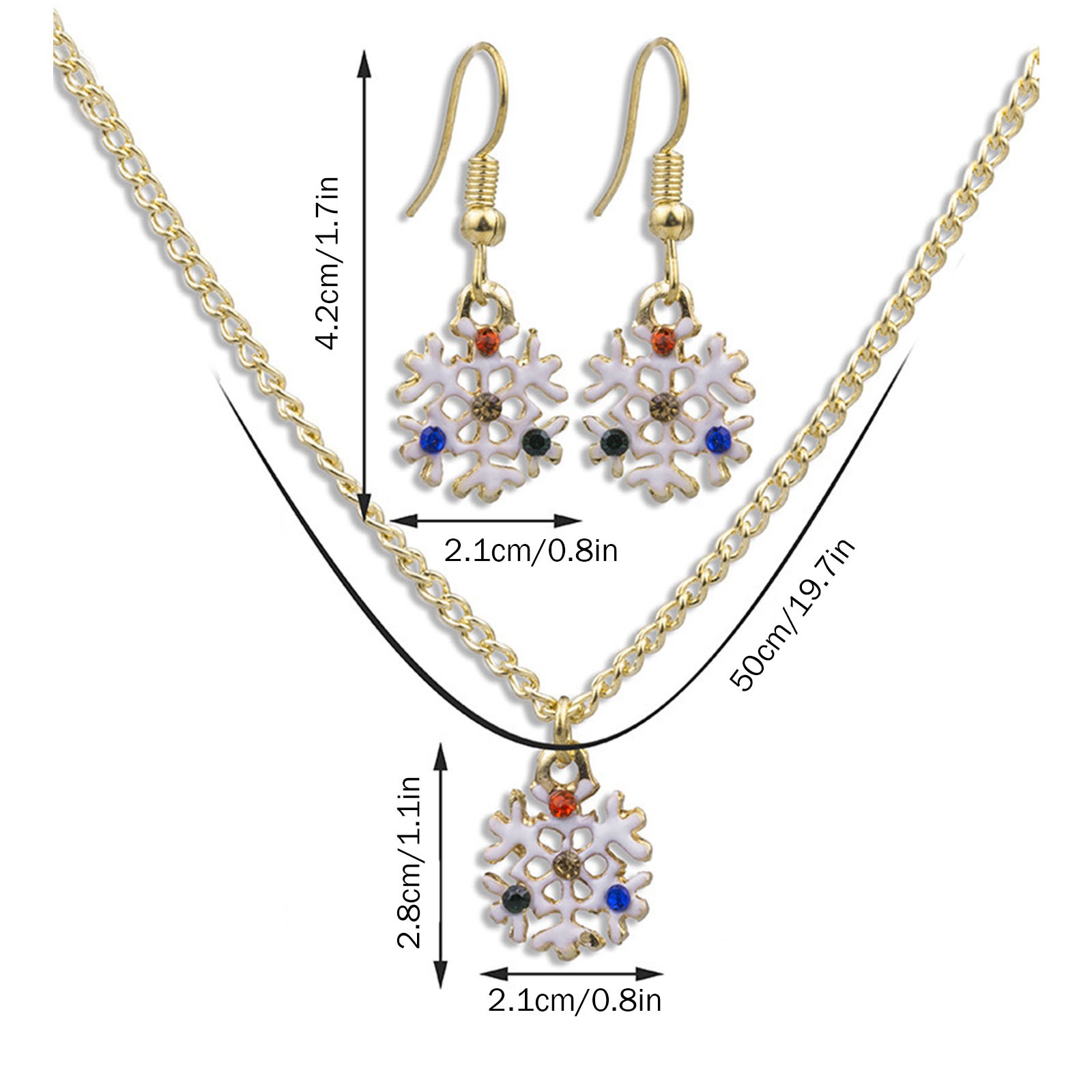 1PCS Christmas Creative Necklace Personality Necklace Earrings Set Girls Wear Xuehua Style A Variety Of Effects Fashion Jewelry For D - image 3 of 9