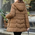 thumbnail image 5 of FRSASU Women Long Coat Winter Warm Hooded Jacket Solid Long Sleeve Fashion Coats Coffee M(M), 5 of 6