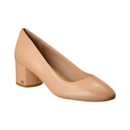 

Stuart Weitzman Bridget 50 Block Leather Pump 7 Beige