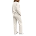 thumbnail image 6 of Tqcoqu Women's Solid 2 Piece Sweatsuit,Crew Neck Long Sleeve Sweatshirt & Elastic Waist Wide Leg Sweatpants,Thick Casual Loungewear Outfit Set,Beige Women's S-XXXL, 6 of 9
