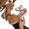 thumbnail image 4 of Norvail Closed Toe Wedge Sandals for Women Boho Lace Espadrilles Ankle Strap Buckle, Summer Beach Wedding Vacation Dress Shoes, 4 of 6
