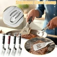 thumbnail image 4 of 2026 New Stainless Steel Grill Clamp, Upgrade 11.42 Inch Anti-Scald Extended Handle Spatula Tong, Multi-Functional Stainless Steel Barbecue Clamp Food for Flipping Steak Fish Bread BBQ Frying (Red), 4 of 9