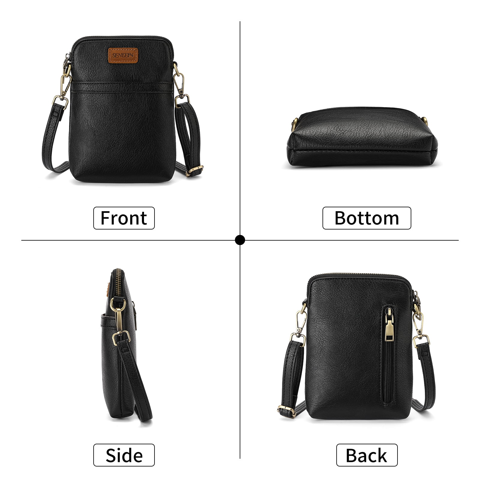 SENDEFN Vegan Leather Small Crossbody Bags for Women Designer Cell Phone Bag Purses Adjustable Strap