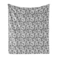 thumbnail image 1 of Vintage Botany Soft Flannel Fleece Throw Blanket, Sketch Look of Monochrome Beer Hops Cones and Leaves on Branches, Cozy Plush for Indoor and Outdoor Use, 50" x 60", Charcoal Grey White, by Ambesonne, 1 of 5