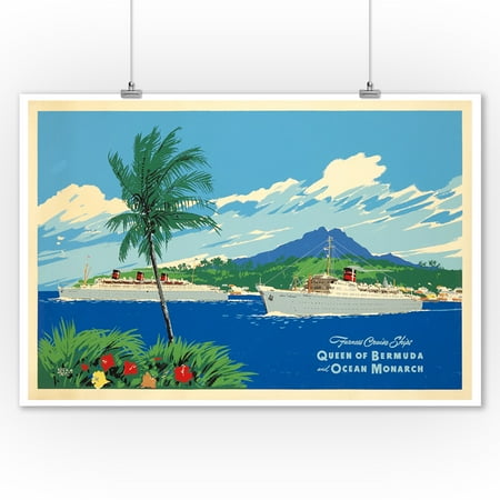 Vintage Cruise Ship - Furness Cruise Ships Vintage Poster (artist: Treidler, Adolph) c. 1945 (9x12 Art Print, Wall Decor Travel Poster)