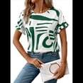 thumbnail image 1 of Blusa de Verano para Mujer, Estilo Túnica Informal, Elegante, con Cuello Asimétrico, Corta y Botones, Color Verde, Talla L, 1 of 10