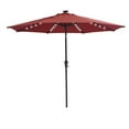 thumbnail image 2 of 9-Foot Outdoor Patio Market Umbrella with Solar LED Lights, Crank and Push Button Tilt - Backyard, Garden, Pool and Deck Shade - Aluminum Pole and Polyester Canopy - Red, 2 of 9