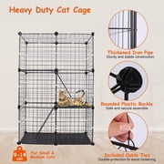 Imountek Large 3 Tier Cat Metal Fence, Detachable Crate Kennel with 2 Ladders Large Cat Cage Indoor for 1-2 Pets, Black