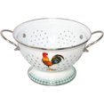 thumbnail image 6 of Enameled Aluminum Fine Mesh Strainer Drainer for Food Enamel Colander/Strainer 2.6 Qt (2.5 L) Pasta Drainer with Handle Rice Strainer (Golden Rooster), 6 of 9