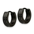 thumbnail image 2 of Stainless Steel Black IP-Plated Laser cut Hinged Hoop Earrings; for Adults and Teens; for Women and Men, 2 of 3