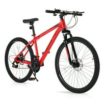 UBesGoo 27.5in Mountain Bike 21 Speed for Adult with Disc Brakes & Suspension, Red, Black