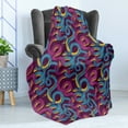 thumbnail image 4 of Animal Soft Flannel Fleece Throw Blanket, Hand Drawn Style Pattern with Snakes Swirled Tangled Bodies Exotic Reptiles, Cozy Plush for Indoor and Outdoor Use, 70" x 90", Plum Blue Yellow, by Ambesonne, 4 of 5