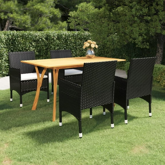 vidaXL Dining Set Black, Cream White