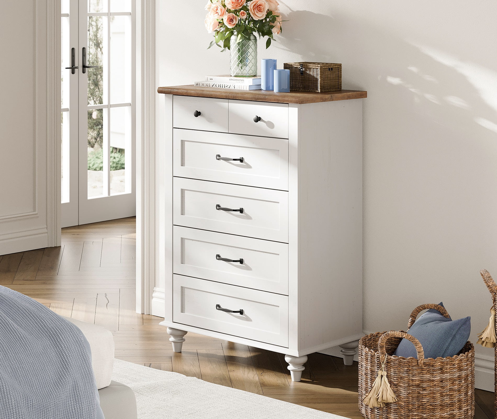 White 5 Drawer Kids Dresser Chests for Bedroom,Small Dresser for Kid Room,Nursery, Hallway