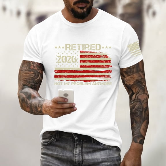 Retired 2025 Not My Problem Anymore T-Shirt Funny Retirement Gift for Men USA Flag Tee