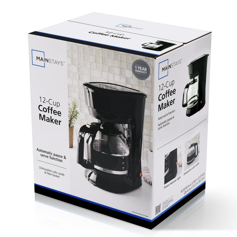 Mainstays Black 12 Cup Drip Coffee Maker Walmart