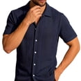 thumbnail image 4 of Tisuna Men'S Shirts Short Sleeve Button Down Moisture-Wicking Summer T-Shirts Mens Classic Collared Dress Shirts For Work Business Navy Size L, 4 of 4