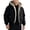 Black, variant on WRKEKC Winter Coats for Men Hooded Outerwear with Plush Lining Zip Up Windproof Warm Coat for Outdoor Daily Cold Weather
