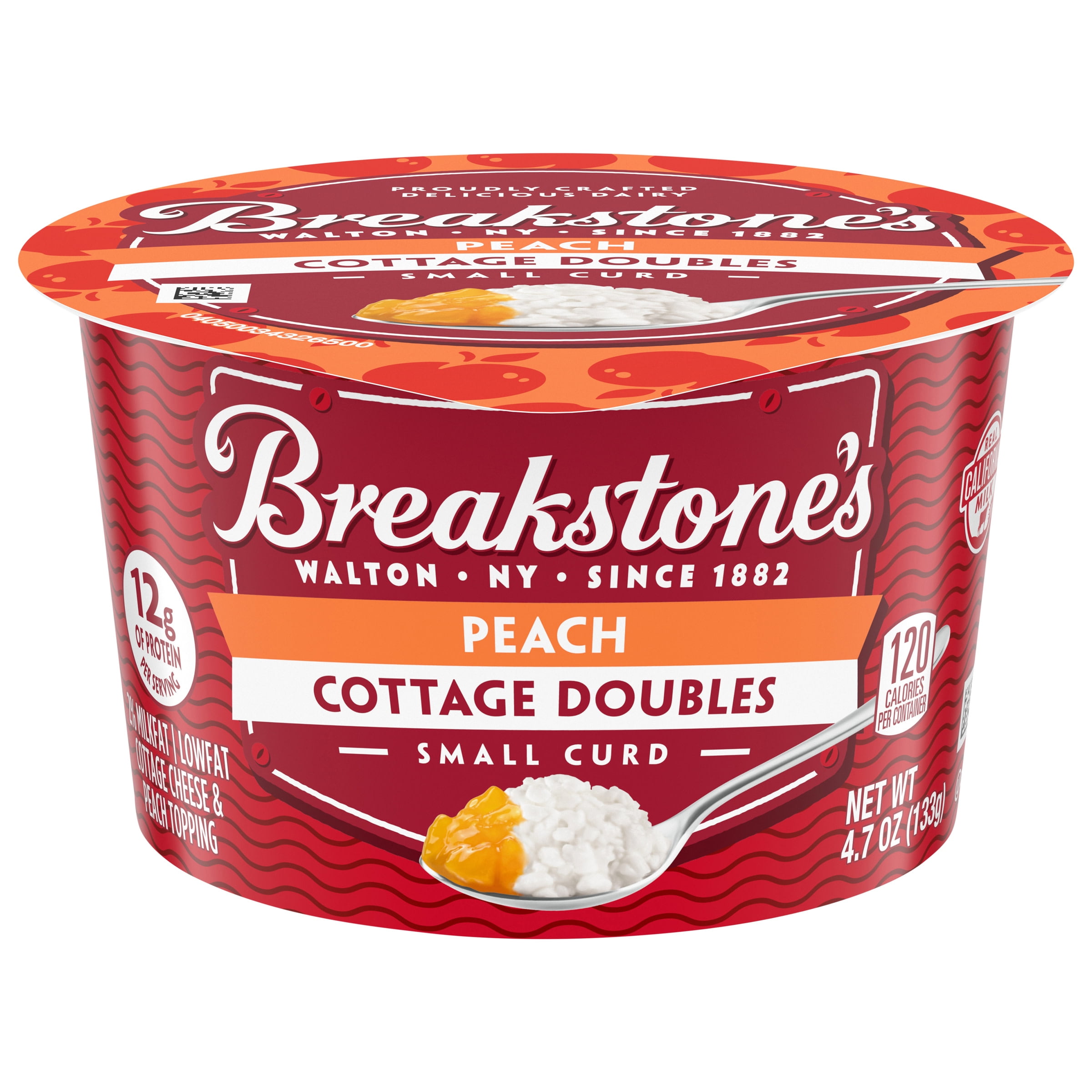 Breakstone's Cottage Doubles Lowfat Cottage Cheese & Peach Topping with 2% Milkfat, 4.7 oz Cup