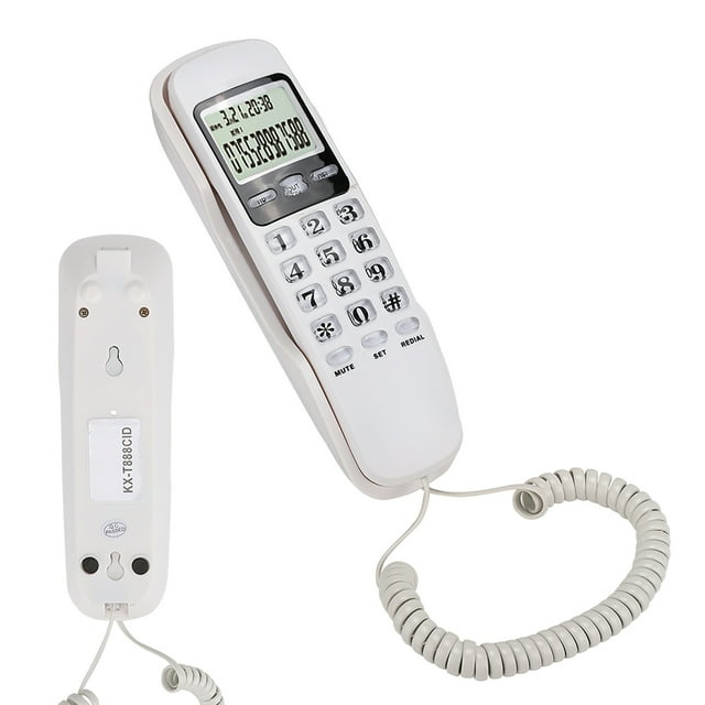 Teléfono de Escritorio KX-T888CID Inglés Blanco LCD Mini Teléfono de Pared NikouMX