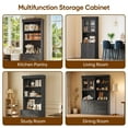 thumbnail image 6 of 71" Tall Kitchen Pantry Cabinet Set of 3 With Adjustable Shelve,Coffee Bar Hutch with Microwave Stand for Dining Room,Living Room,Black, 6 of 11