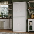thumbnail image 3 of Palace Imports 100% Solid Wood Kitchen Pantry Storage Cabinet with Doors and Adjustable Shelves, White, 3 of 6