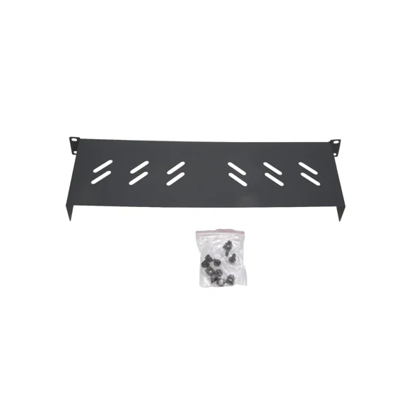 ​Cables Direct Online Universal 1U 19" Vented Rack Mount Shelf, Black, No Lip
