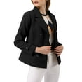 thumbnail image 3 of MODA NOVA Juniors Winter Worsted Notched Lapel Double Breasted Short Peacoat Black XL, 3 of 7