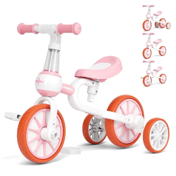 KORIMEFA 3-in-1 Kids Tricycle, Toddler Trikes with gift for Ages 1-4 Boy Girl, Pink