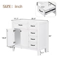 thumbnail image 3 of 36" Freestanding White Vanity | Modern Style for Bathroom, Multiple Drawers and Cabinet | Solid Rubber Wood & MDF, Water - resistant Finish | Stores Soaps and Towels Neatly, 3 of 7
