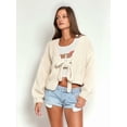 thumbnail image 4 of Knitted Cardigan Sweater Autumn Winter Long Sleeve Solid Lace Up Top Knitwear Female Outerwear Jacket Cream White S, 4 of 10
